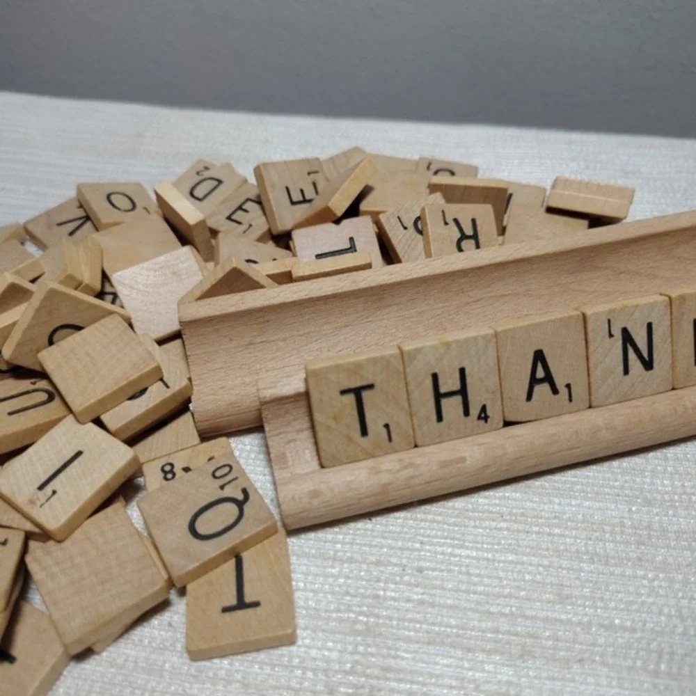 Scrabble Wooden Letter Tiles & 2 Wooden Tile Racks –‎ Crafter's Lot for Fall,...